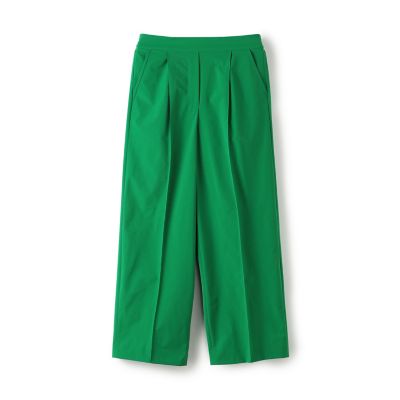 ストレッチタフタ　タックストレートパンツ