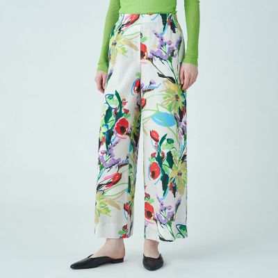 ブーケフラワープリント セミワイドパンツ | maison