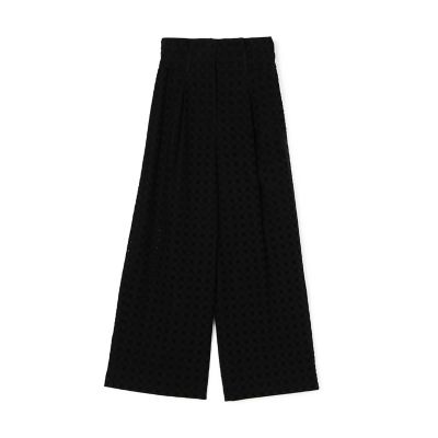 コットンエンブロイダリー　サイドタブパンツ