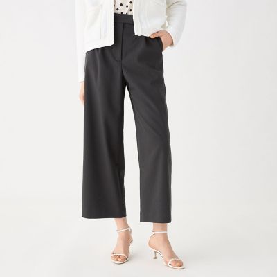 リネンレーヨンストレッチ　タックストレートパンツ
