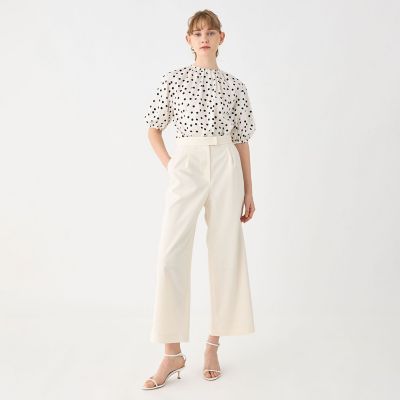 リネンレーヨンストレッチ　タックストレートパンツ