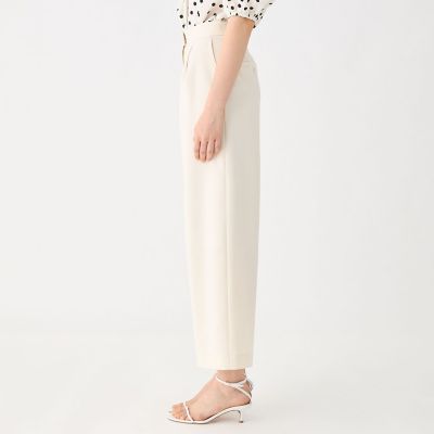リネンレーヨンストレッチ　タックストレートパンツ