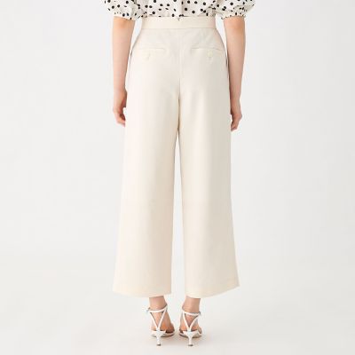 リネンレーヨンストレッチ　タックストレートパンツ