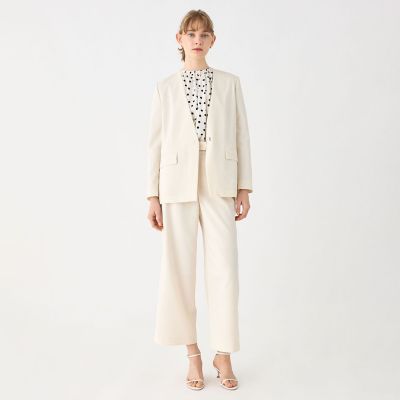 リネンレーヨンストレッチ　タックストレートパンツ