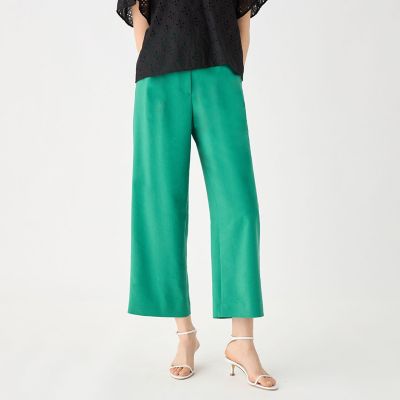 リネンレーヨンストレッチ　タックストレートパンツ