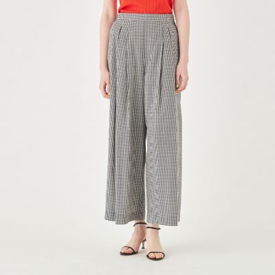 ローンギンガムチェック タックワイドパンツ｜トゥモローランド