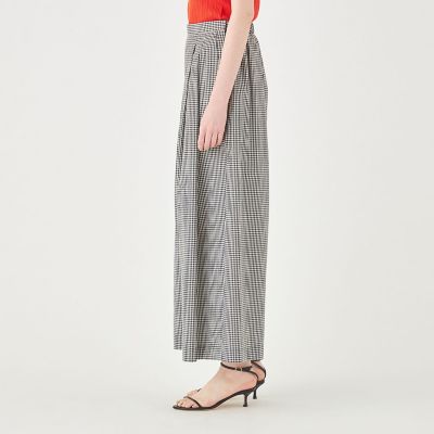 ローンギンガムチェック タックワイドパンツ | maison
