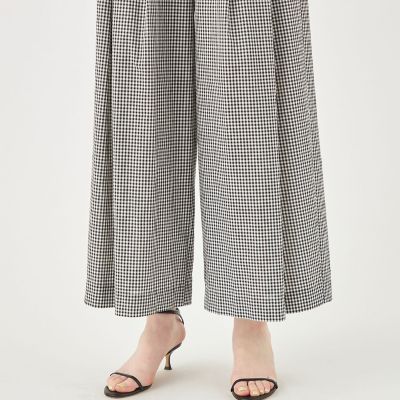 ローンギンガムチェック タックワイドパンツ｜トゥモローランド