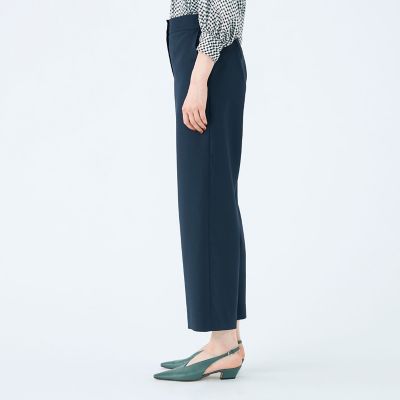 値下げ【美品】plantation メランジWAVE パンツ ソフトポリエステルレーヨンストレッチ セミワイドパンツ