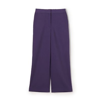 値下げ【美品】plantation メランジWAVE パンツ ソフトポリエステルレーヨンストレッチ セミワイドパンツ