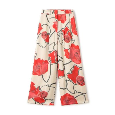 ポピー(大)2本セット ポピープリント 2タックワイドパンツ | maison TOMORROWLAND/メゾン