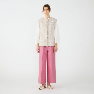 コットンシルクダブルクロス ストレートワイドパンツ | maison
