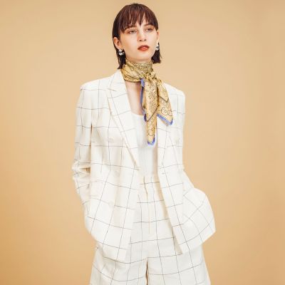 ＜maison TOMORROWLAND＞コットンリネンチェック　フロントタックショートパンツ