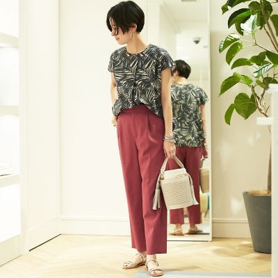 【BALLSEY】レーヨンコットンツイル フロントタッククロップドパンツ　黒