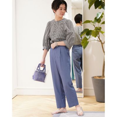 レーヨンコットンツイル フロントタッククロップドパンツ レーヨンコットンツイル フロントタッククロップドパンツ