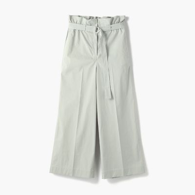 コットンポリスエステルワッシャー　ベルテッドクロップドパンツ
