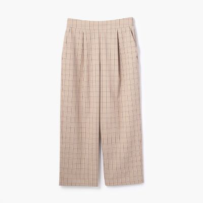 ポリエステルレーヨン　フロントタッククロップドパンツ