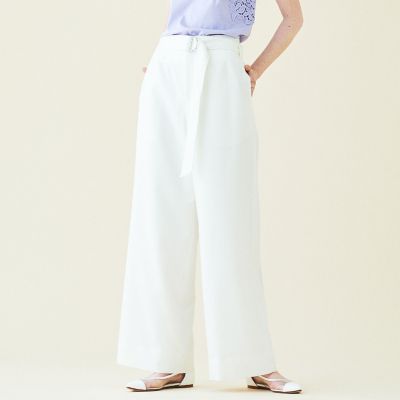 シャンブレーツイル　ベルテッドワイドパンツ