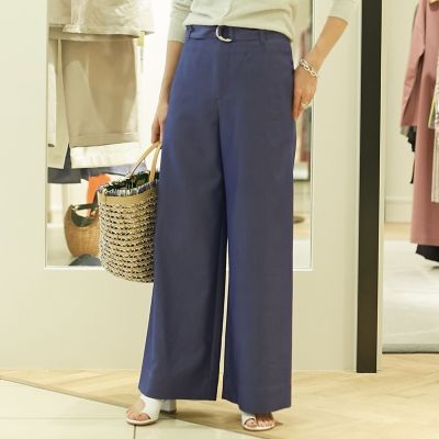 シャンブレーツイル　ベルテッドワイドパンツ