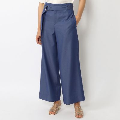 シャンブレーツイル　ベルテッドワイドパンツ