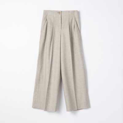 シャイニーヘリンボーン フロントタックワイドパンツ | maison