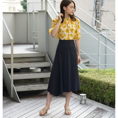 ＜maison TOMORROWLAND＞ストレッチポンチ　アシンメトリーフレアスカート
