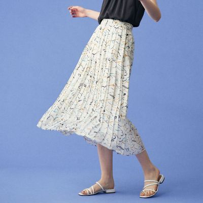 ウォーターフロウプリント ミディプリーツスカート | maison