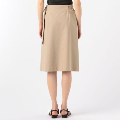 【タイムセール：６月３０日（月）午前９時３０分迄】コットンリネンストレッチ　ラップスカート