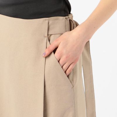 【タイムセール：６月３０日（月）午前９時３０分迄】コットンリネンストレッチ　ラップスカート