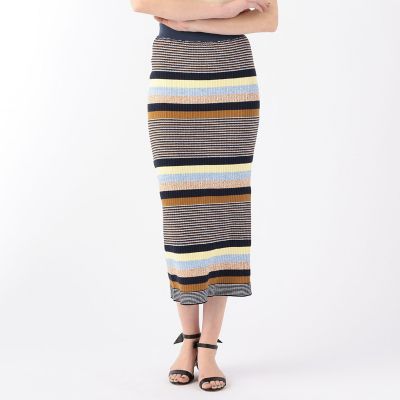 マルチボーダーランダムリブ タイトスカート | maison TOMORROWLAND