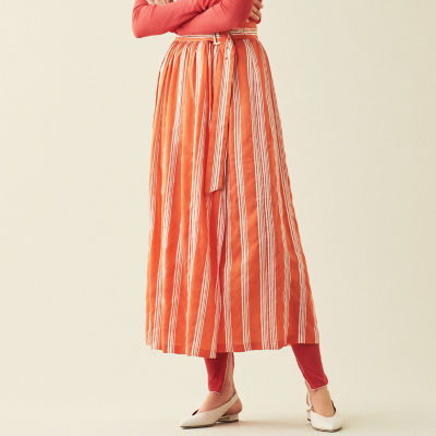 ドレープストライプ ラップロングスカート | maison TOMORROWLAND