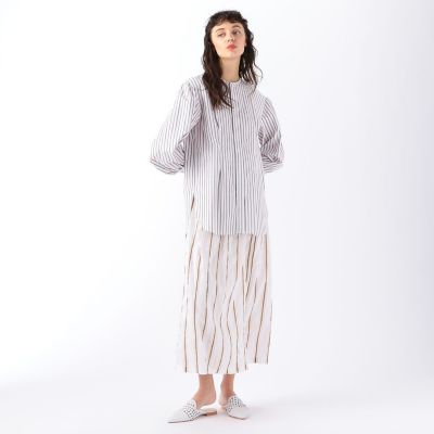 ドレープストライプ　ラップロングスカート