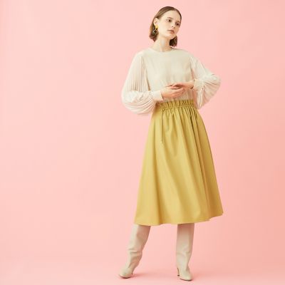 注目ショップ ウールサキソニー フロントギャザースカート maison | スカート