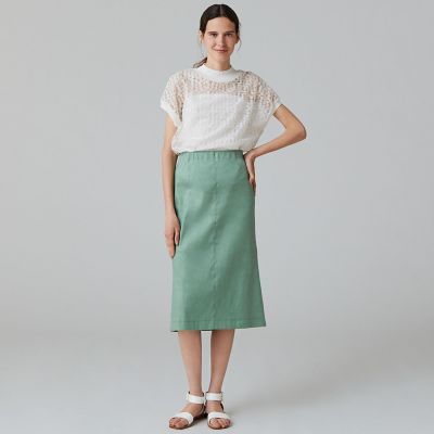 リネンポリエステルストレッチ マーメイドスカート | maison