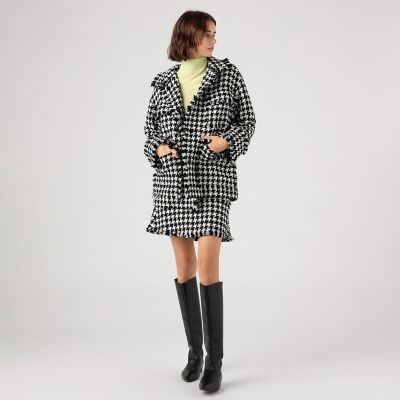 ハウンドトゥースツイード フリンジミニスカート | maison