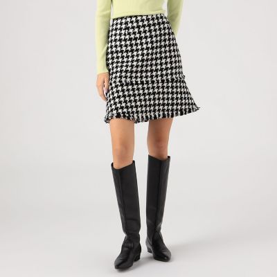 ハウンドトゥースツイード フリンジミニスカート | maison