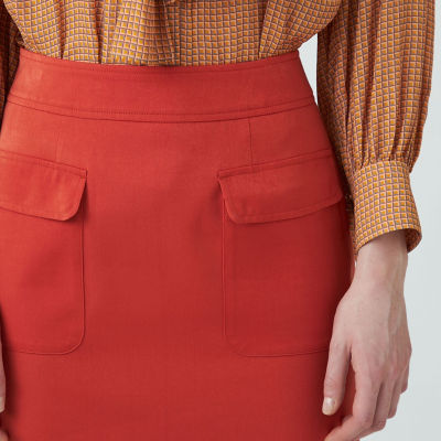ブラッシュドサテン サイドポケットタイトスカート | ファッション・服