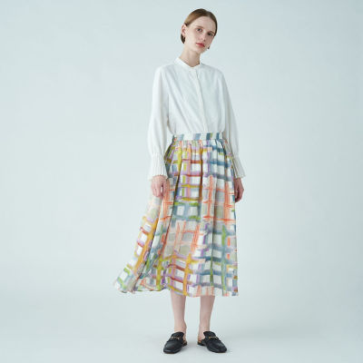 スタックチェックプリント ボリュームギャザースカート | ファッション 