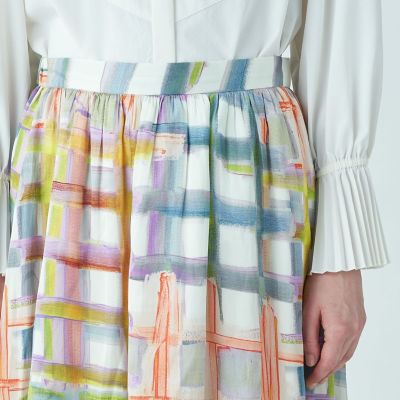 楽天 送料無料にならない スタックチェックプリント ボリュームギャザースカート maison | スカート