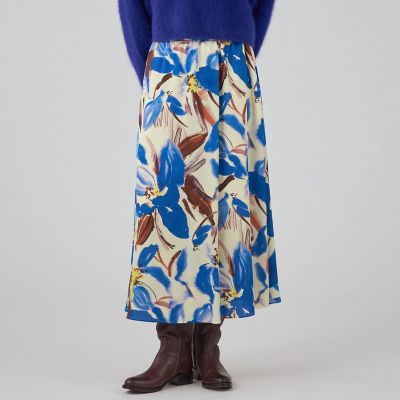 フルリールプリント ロングフレアスカート | maison TOMORROWLAND