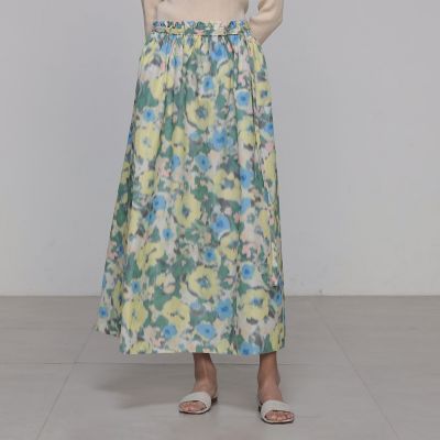 ブルードフラワージャカード　ギャザースカート