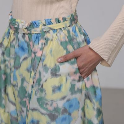 ブルードフラワージャカード　ギャザースカート