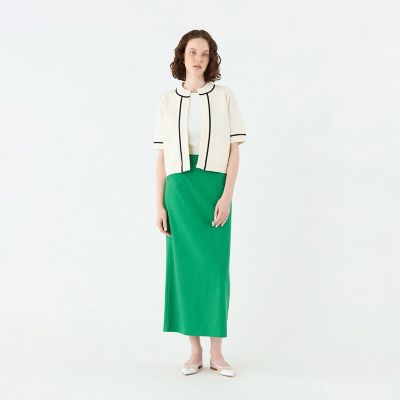 トリアセテートリネンストレッチ　タイトロングスカート
