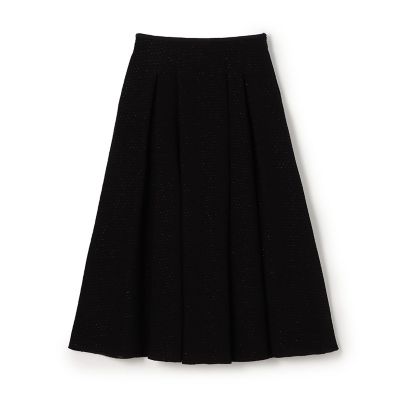 【送料無料】maison TOMORROWLAND/メゾン トゥモローランド フィルムボーダー ミックスタックフレアスカート 19ブラック ロングスカート【三越伊勢丹/公式】