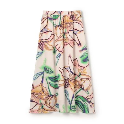 ＜maison TOMORROWLAND＞ドゥードルフラワープリント　ロングギャザースカート