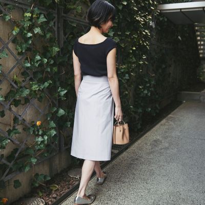＜maison TOMORROWLAND＞コットン　アシンメトリーフレアスカート