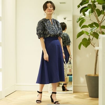 レーヨンリネン ベルテッドフレアスカート　トゥモローランド レーヨンリネン ベルテッドフレアスカート | maison
