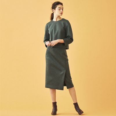 ＜maison TOMORROWLAND＞ボンディングクロス　サイドスリットスカート