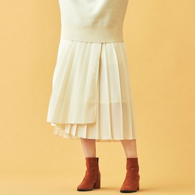 ★ルミネ別注文言あり、再連携注意！ウールプリーツ　アシンメトリーラップスカート
