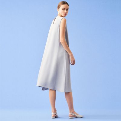 【タイムセール：６月３０日（月）午前９時３０分迄】シルクダブルクロス　クルーネックワンピース